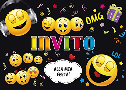 Edition Colibri 10 Inviti Per Festa Di Compleanno; Motivo: Faccine / Smileys In Discoteca / Inviti Di Compleanno Per Bambini / In Italiano (11016 It)