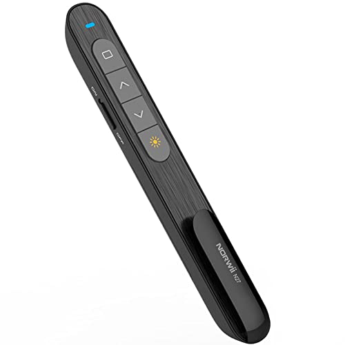 Norwii N27 Wireless Presenter, Hyperlink Volume Control Presenter Rf 2.4Ghz Presentazione Powerpoint Clicker Puntatore Laser Remoto (Nero)