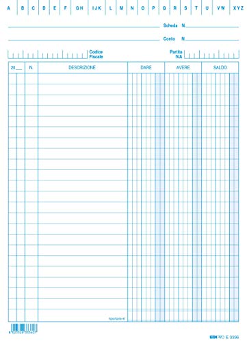 Taf Toys - E3336Bl - 100 Schede Dare/Avere/Saldo Blu F.To 21X15