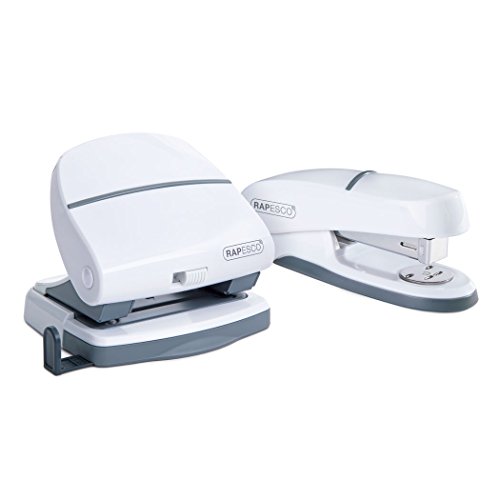 Rapesco 1275 Cucitrice Da Scrivania P20 Shimma E Perforatrice P30 A 2 Fori, Bianco