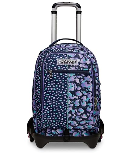 Seven Trolley Scuola Sganciabile Jack 3 Ruote, Viola, Ziply, 3 In 1, Triplo Uso, Zaino Con Carrello Sganciabile, Tasca Interna Porta Borraccia, Zaini