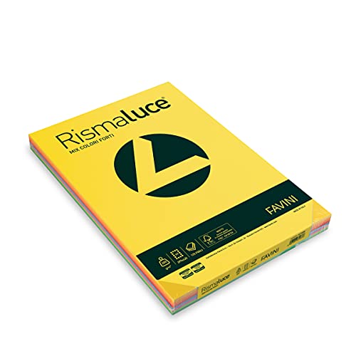 Favini A67X113 Carta E Cartoncini Tinte Forti Rismaluce, A3, 200 G/Mq, 8 Assortiti