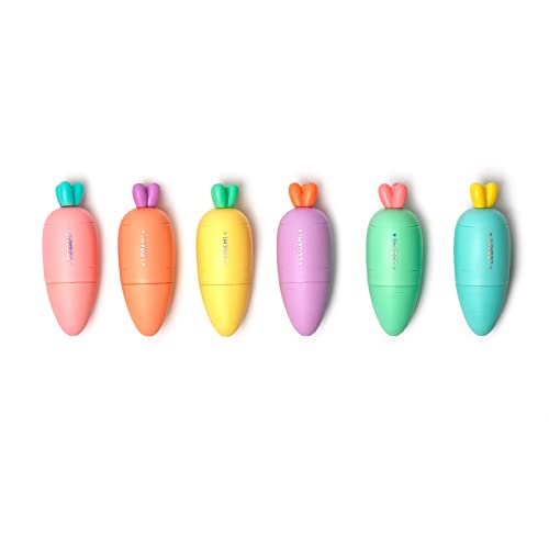 Legami Hc0001 Set Di 6 Mini Evidenziatori, Carrate Team, Evidenziatori A Forma Di Carota, Inchiostri A Base D'Acqua, Per Tratti Fini E Spessi, Colori