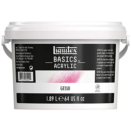 Liquitex 8870294 Basics - Gesso, Primer Perfetto Bianco Opaco, Pronto All'Uso, Coprente, Per Tela, Carta, Pietra, Legno - Secchio Da 1,89 Litri