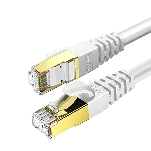 Kasimo Cavo Ethernet Cat 8, Cavo Rj45 Lan, Internet Alta Velocità Di Rete 40 Gbps / 2000Mhz – 1M Bianco