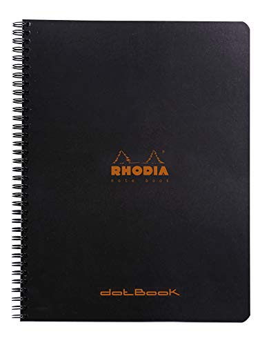 Clairefontaine Libreta Notebook Classic Con Espiral (22,5 X 29,7 Cm Con Puntos) 160 Páginas Extraíbles Microperforadas, 80 G - Negro