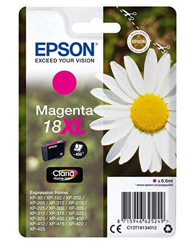 Epson Serie 18Xl Margherita - Cartucce Originali Claria Home Per Stampante Inkjet, Single Pack 1 Colore (Magenta) Formato Xl, Stampe Casa/Ufficio Fino