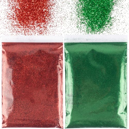 Betessin Glitter Polvere Glitterata 2X50G Glitter Per Artigianato Polvere Glitter Per Unghie Corpo Creazione Artigianato Fai Da Te Natale Rosso Verde
