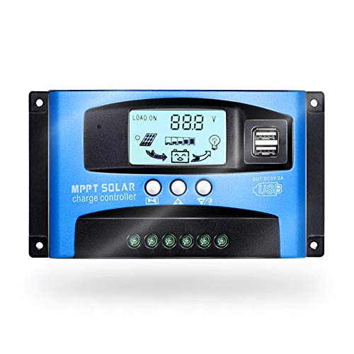 Solamr 100A Regolatore Di Carica Solare 12V/24V Regolatore Di Carica Della Batteria Del Pannello Solare Con Display Lcd E Porta Usb Doppia - 100A