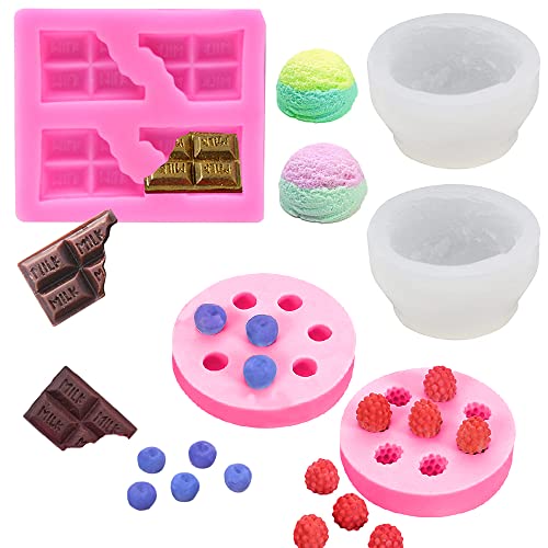 5 Stampi Per Candele A Forma Di Palla Di Gelato 3D, 2 Stampi A Forma Di Cioccolato, Stampo In Silicone A Forma Di Frutta 3D Per Candele Di Cera, Sapon