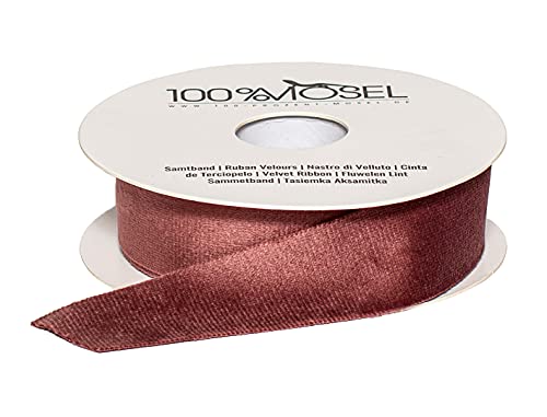 100% Mosel Nastro Per Decorazioni Velluto, In Rosa Antico (2,5 Cm X 10 M), Nastro Da Regalo Effetto Velluto, Nastro Elegante Per Decorazioni & Creazio