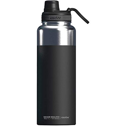 Asobu - Mighty Alpine Flask - Botella Aislada De Acero Inoxidable Para Exteriores De 1,2 Litros, Negra.
