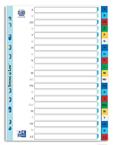 Oxford 100204736 - Divisori In Plastica, Alfabeto, A - Z, 1 Register, Bianco