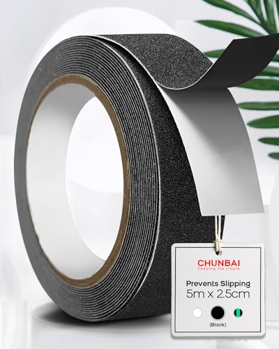 Chunbai Adesivi Antiscivolo, 5 M X 2,5 Cm Nastro Antiscivolo, Strisce Antiscivolo Per Scale Esterne Ed Interni, Antiscivolo Scale, Adesivo Antiscivolo