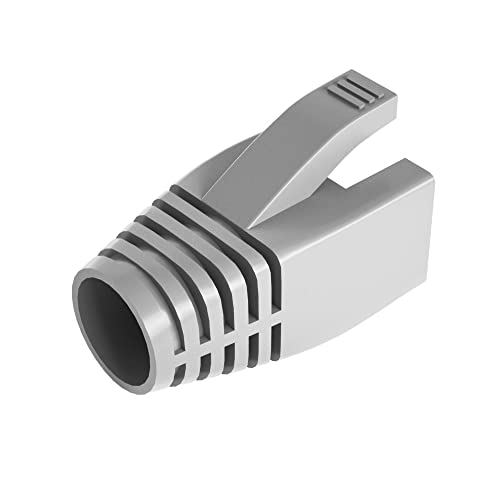 Vivoch 50 Pcs Cat6 Cat6A Cat7 Strain Relief Boot, Rj45 Plug Connector Cover Modular Network Plug Connector Cap Cable Connector Boots, Grey