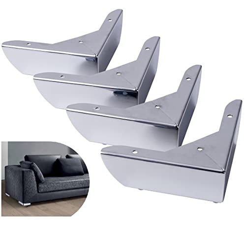 Ipea Piedini Per Mobili E Divani Con Forma Ad Angolo Modello Malibù – Set Di 4 Gambe In Metallo – Piedi Con Design Angolare Per Poltrone, Armadi, Lett