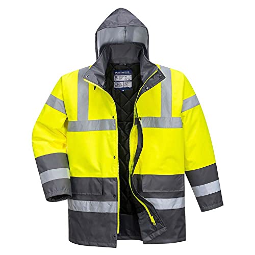 Portwest S466Ygym Hi-Vis Giacca Traffic Bicolore, Giallo/Grigio