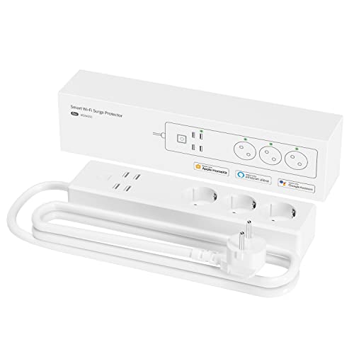 Ciabatta Intelligente Per Homekit Multipla, Con 3 Prese Ac E 4 Porte Usb, Compatibile Con Apple Siri, Alexa, Google Assistant