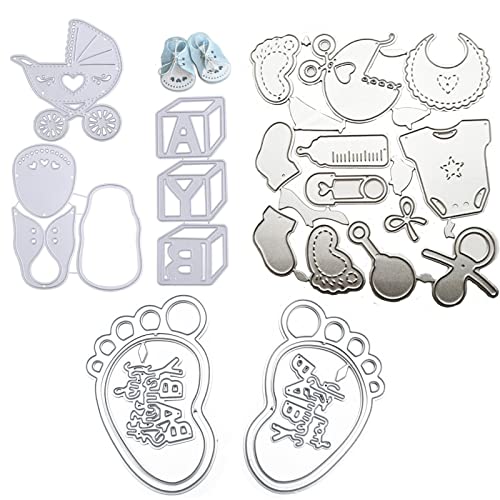 Canzoon Fustelle Stencil Cutting Dies 3Pcs Cutting Dies D'Argento Fustelle Da Taglio In Metallo Piedi Del Bambino Per Fai Da Te Scrapbooking Goffratur