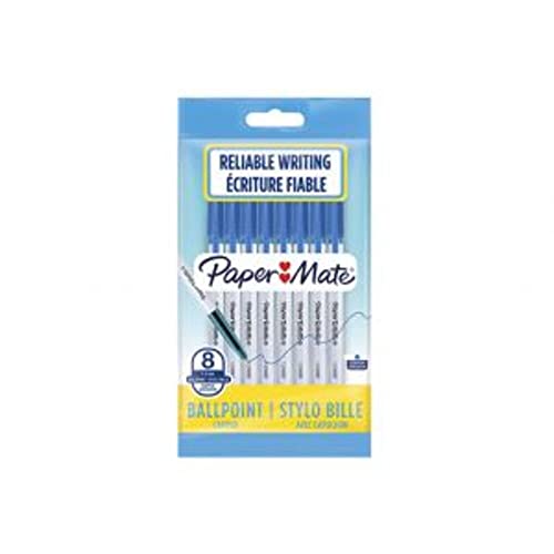 Papermate Busta Penne A Sfera Con Cappuccio 045, Punta 1.0 Mm, Blu, 8 Pezzi
