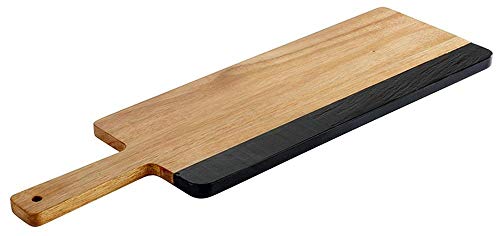 Aps Tagliere Acacia Slate, Tagliere Rustico In Legno Di Acacia, Tagliere In Legno Con Strisce Di Ardesia Naturale Per L'Etichettatura, 13 X 40,5 Cm, 1