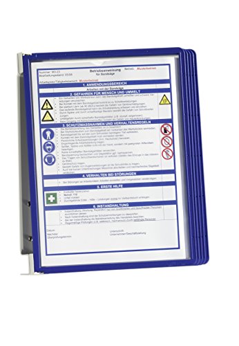 Durable 555107 Vario Wall 5, Leggio Da Parete, 5 Pannelli, Formato A4, Cavalierini Rimovibili, Blu