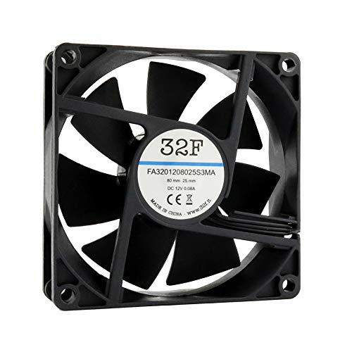32F Ventola 80Mm 80X80X25 2500Rpm 12V 0,08A Dc Air Fan 8 Cm 80 Mm 3 Fili 3 Pin Con Sensore Tachimetrico Raffreddamento 80 X 80 X 25