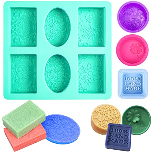 Stampi In Silicone Per Sapone Sapone 6 Cavità 4 Pezzi Silicone Stampi Stampi Per Saponette Fai Da Te Rettangolari E Piazza E Tondo Per Realizzare Cupc