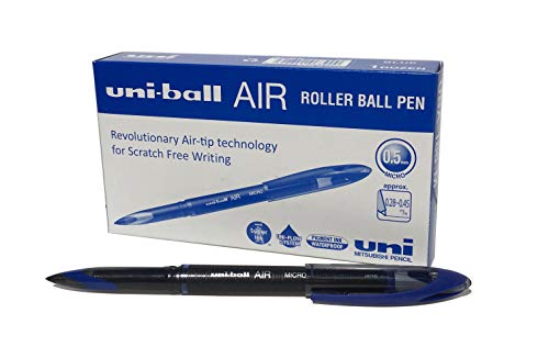 Penna Rollerball Ub-188-Micro Air, Inchiostro Blu Super Ink, A Prova Di Manomissione, Pennino Per Penna Stilografica, Scatola Da 12 Pezzi