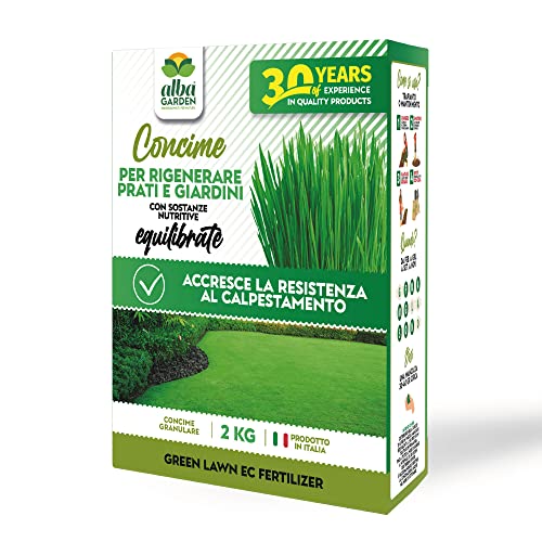 Albagarden Concime Prato X 2 Kg - Fertilizzante Granulare Per Tappeto Erboso E Da Semi - Ottimo Per Tutte Le Varietà Di Erba, Erbetta, Prato A Rotoli