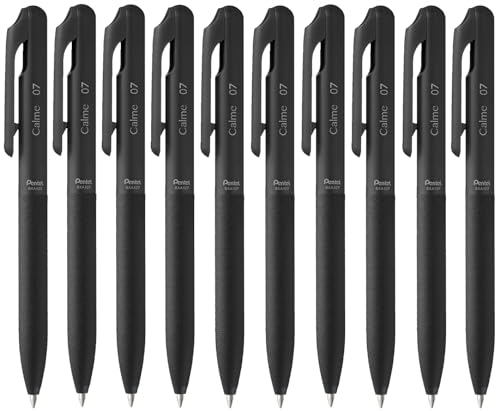 Pentel Bxa107A-A Calme - Penna A Sfera, Suono A Scatto, Impugnatura In Pelle, Ricaricabile, Sfera 0,7 Mm = Spessore Del Tratto 0,35 Mm, Inchiostro Ner