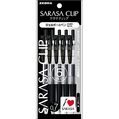 1 X 5 Pens Zebra Sarasa Clip Gelink Ballpoint Pen 0.7Mm P-Jjb15-Bk5 Black By Zebra