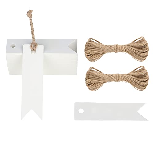 G2Plus 100Pcs Etichette Per Regali Etichette Di Carta Kraft, Mini Etichette Regalo,7 * 2Cm Etichette Regalo Per Bomboniere E Artigianato,Con Spago,Bia