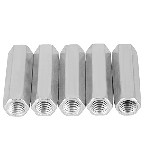 5Pcs Dado Esagonale Lungo Acciaio Dado Esagonale Lungo M10 * 50 Dado Di Accoppiamento Filetto Esagonale Dado Di Fissaggio Zinco Placcato(M10*50Mm)
