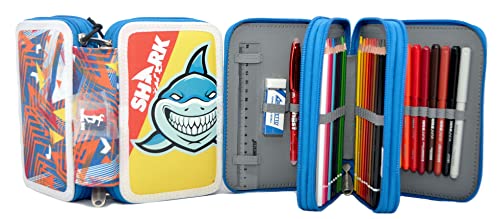 Astuccio 3 Zip Starter Shark Young People Tinta Unita