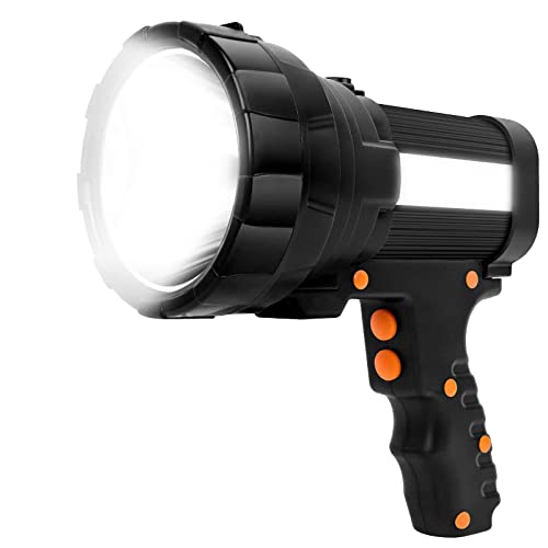 Ybqz Torcia Led Ricaricabile, Torcia Alta Potenza 15000 Lúmenes 10000Mah 6 Modalità Torcia Lanterna Ipx4 Impermeabile Lampada Emergenza Portatile Per