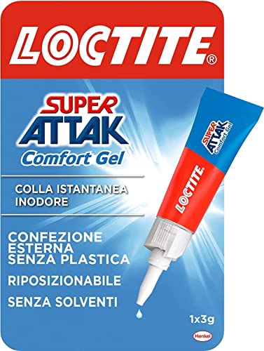 Loctite Super Attak Comfort Gel, Super Colla Trasparente E Potente, Colla Per Scarpe Extra Forte Con Formula Gel Inodore, Colla Forte Per Tutto Che No