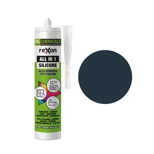 Rexon Silicone Sigillante Multiuso - Grigio Antracite Ral 7016 - Sanitario/Bagno E Cucina/Piastrellatura/Edilizia - Esterno E Interno - Adatto Per Leg