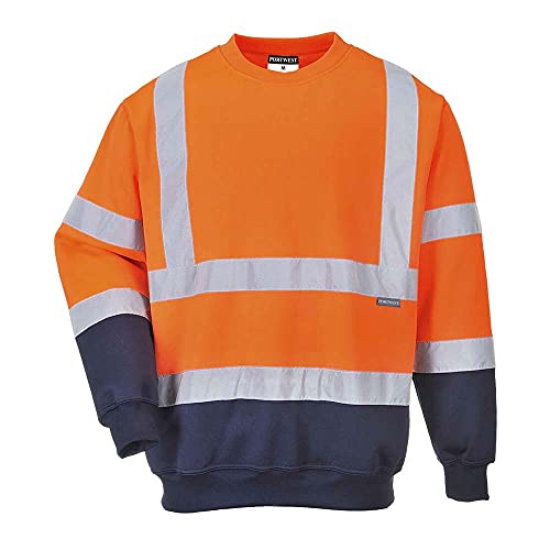 Portwest B306 Felpa Bicolore Hi-Vis, Arancione/Navy, L