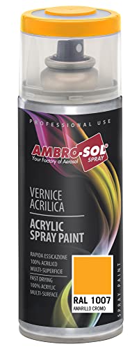 Ambro-Sol V4001007 Smalto Acrilico Multiuso, Vernice Brillante Per Interni Ed Esterni, Adatto Per Qualsiasi Tipo Di Materiale, Bomboletta Spray In Ban