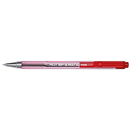 Pilot Bp-S Matic Clip-On Retractable Ballpoint Pen Fino Rojo 1Pieza(S) - Bolígrafo (Rojo, Rojo, Transparente, Clip-On Retractable Ballpoint Pen, Fino,