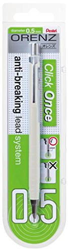 Pentel Xpp505-Wx Orenz - Matita Portamine A Pressione, 0,5 Mm, B, 100% Infrangibile, Confezione Blister, Colore Bianco