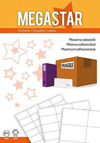 Megastar Etichette Multiuso Laser E Inkjet 100 Ff, 100 Ff, 1