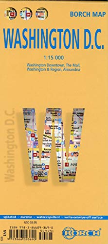 Mappa Borch Washington D.C.: Washington Downtown, The Mall, Washington & Region, Alexandria