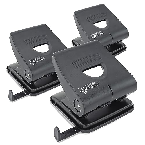Rapesco 1738 Confezione Business: Germ-Savvy Antibatterico 827-P Perforatrice A 2 Fori, Capacità 30 Fogli, Nero, Confezione Da 3