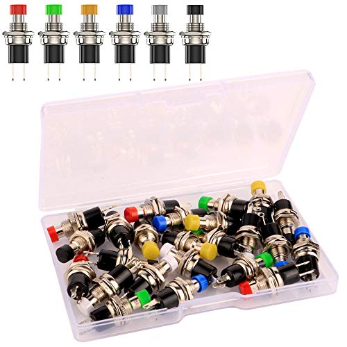 Gebildet 24Pezzi 7Mm Mini Pulsante Momentaneo 3V-6V-12V-24V-230V/1A, Spst Normale Aperto 2 Pin Pulsanti Temporanei Per Modellismo Ferroviario Hobby