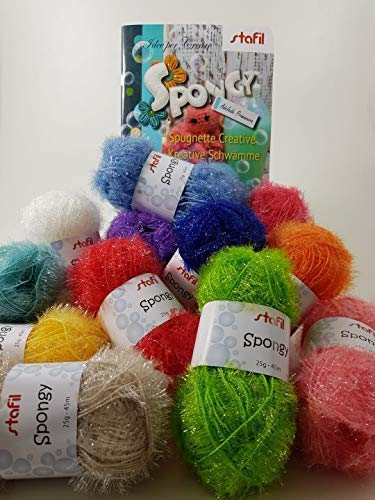 Stafil Spongy Filo Häkelset: 12 Unterschedliche Colori Spongy Schwammgarn Und Libretto Istruzioni Creativi Spugne (Tedesco/Italiano)