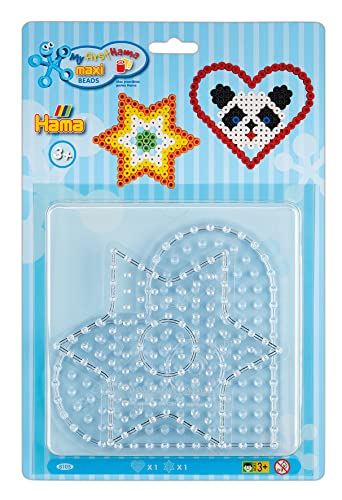 Hama - Blister 2 Piastre: Cuore E Stella Per Perline Da Stirare Taglia Maxi - Creativi 8105 Trasparente