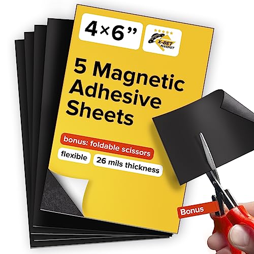 X-Bet Magnet Fogli Magnetici Con Retro Adesivo - Ciascuno 4" X 6" - Fogli Magnetici Flessibili Con Forte Adesivo - Fogli Magnetici Adesivi Per Magneti