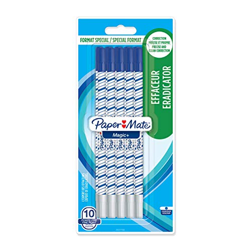 Paper Mate Magic+ Cancellino, Punta Fine, Blu, Confezione Da 8+2